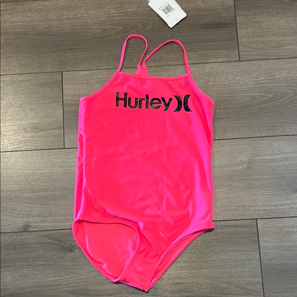 Hurley Pink One Piece Swimsuit with Cross-Back Straps